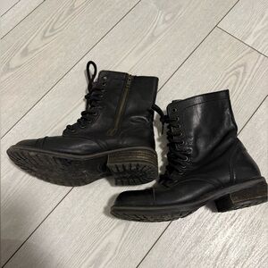 Steve Madden Troopa lace up combat boots 8.5 leather black casual neutral zip